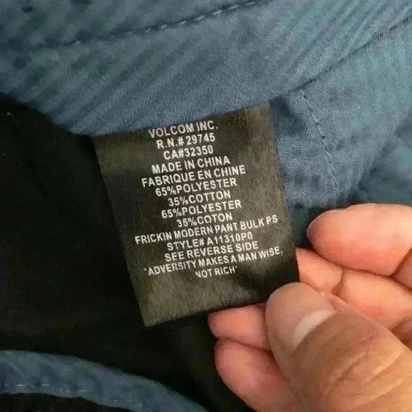 Volcom Corpo Class Black Pants Straight Leg Mens 36 - Picture 10 of 10